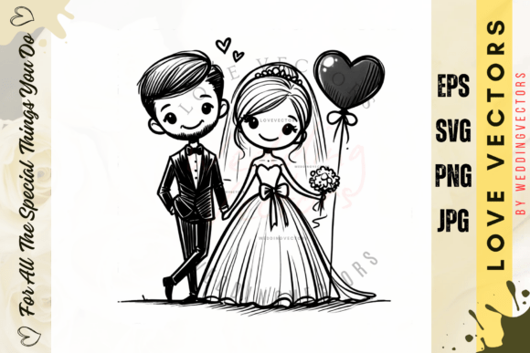 C3146: A Premium Collection of Wedding Couple and Love Vectors
