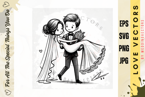 C4617: Wedding Couple & Love Vectors for Elegant Design