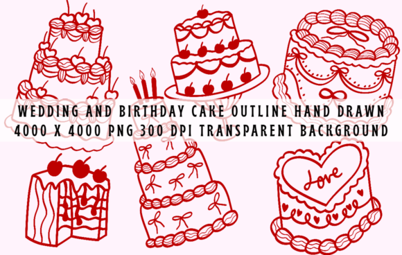 Celebrate Sweet Moments with Hand Drawn Cake Clipart