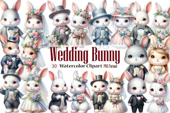 Enchanting Wedding Bunny Clipart for Whimsical Projects