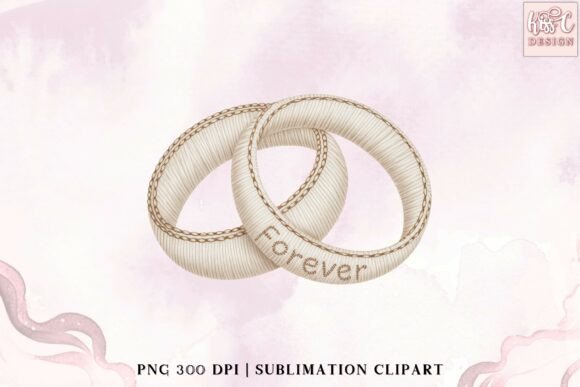 Forever Embroidered Wedding Rings PNG: Elegant Design Asset