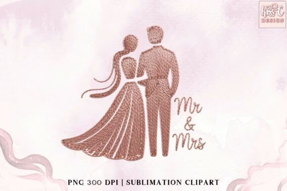 Mr and Mrs Yarn Couple Wedding PNG: A Charming Asset for Your Creations