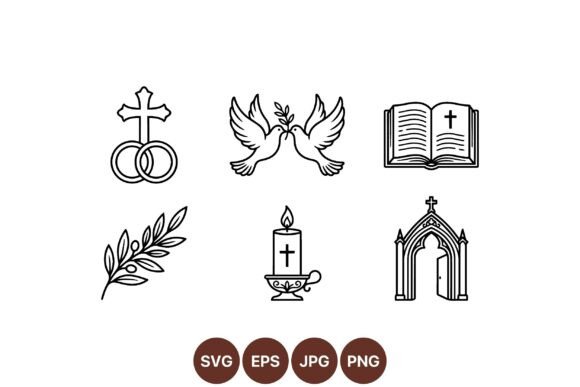 Sacred Symbols, Simplified: Christian Wedding Icon Clipart