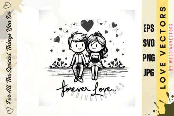 Timeless Romance: The Wedding Couple and Love Vectors C2489