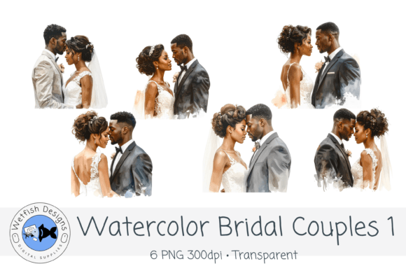 Watercolor PNG Wedding Bridal Couples: A Designer's Delight