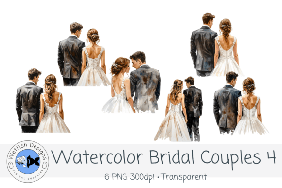 Watercolor PNG Wedding Bridal Couples for Elegant Design