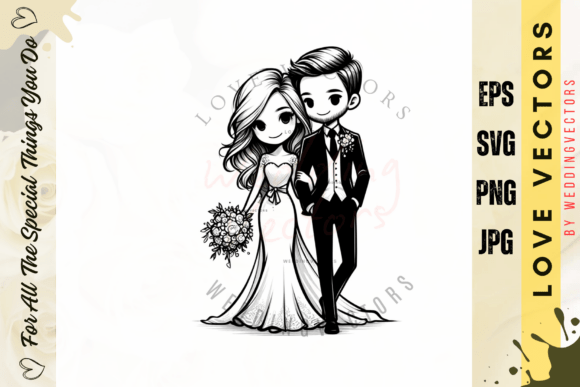 Wedding Couple and Love Vectors - C2195: A Visual Love Story