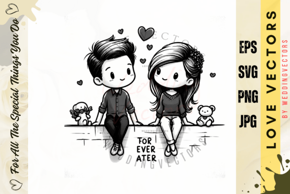 Wedding Couple and Love Vectors - C3654