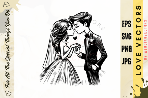 Wedding Couple and Love Vectors - C4162: Timeless Romance for Your Designs