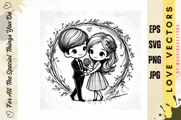 Wedding Couple and Love Vectors - C4961: Capturing Romance in Design