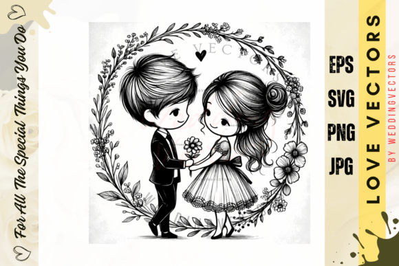 Wedding Couple and Love Vectors - C4982: Modern Romance